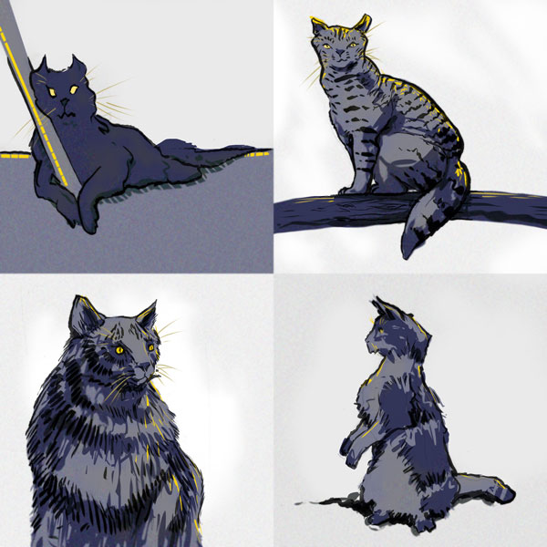 Four cats // 1:1 // pencil, pen, digital marker // 2022 // 8383 views