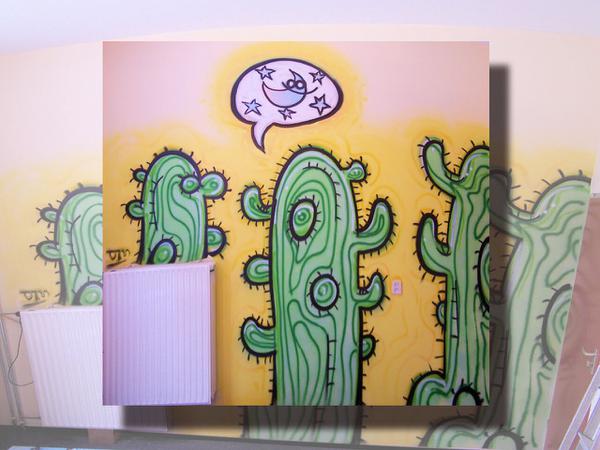 Cactus tells story (on wall) // ca. 2,5 x 3 m // graffiti on wall // 2006 // 15096 views