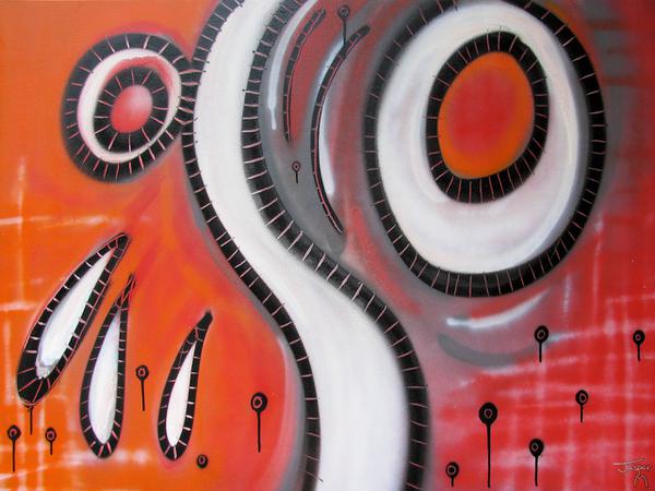 Circles line and things // 120 x 80 cm // graffiti on canvas // 2009 // 10513 views