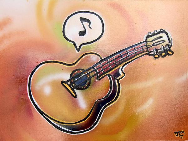 Guitar makes sound // 70 x 50 cm // graffiti and acryllic paint on panel // 2004 // 11371 views
