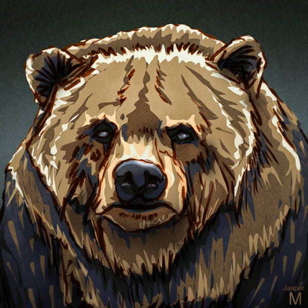 Meet mister grizzly // 15 x 15 cm // pen plus digital paint // 2022 // 2555 views
