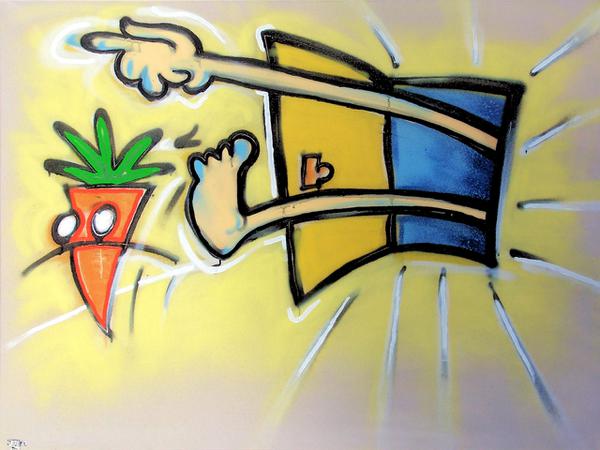 The departure of carrot #2 // 120 x 90 cm // graffiti and acryllic paint on canvas // 2006 // 14632 views