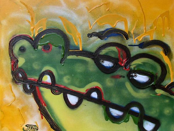 Crocodile without prozac // 60 x 50 cm // graffiti and acryllic paint on canvas // 2004 // 12172 views