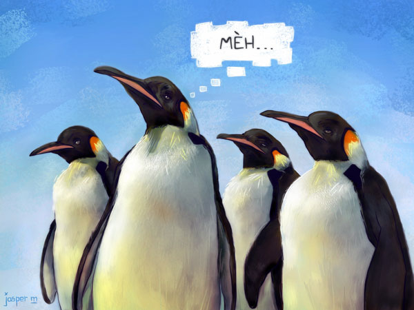 Emperor Penguin is not amused (by your silly antics) // 4:3 // digital composition // 2020 // 5694 views