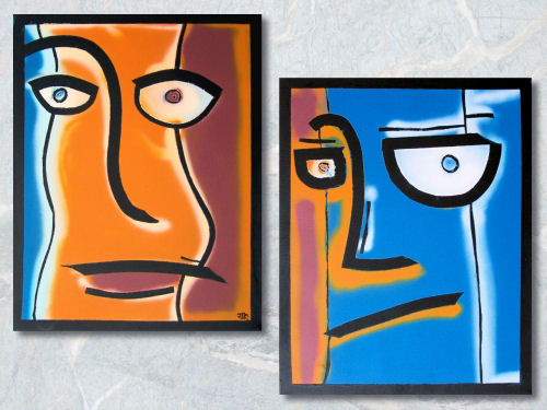 Two faces // 2 x 40 cm x 50 cm // graffiti on canvas // 2006 // 11786 views