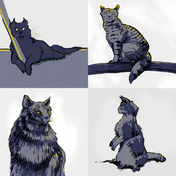 Four cats // 1:1 // pencil, pen, digital marker // 2022 // 9779 views