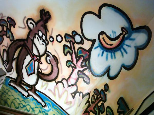 Ape thinks thought // ca. 3 x 1,5 m // graffiti and acryllic paint on wall // 2004 // 12745 views
