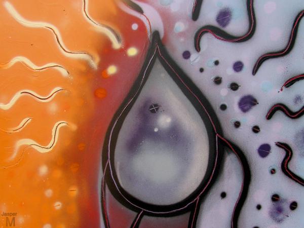 Antropomorphic rain droplet experiences heavy dilemma // 100 x 120 cm // graffiti on canvas // 2012 // 11423 views