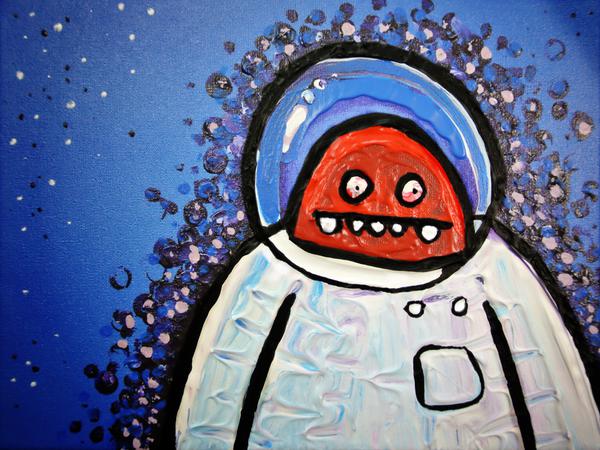 Astronaut has second thoughts // 24 x 18 cm // acryllic paint on canvas // 2015 // 10500 views