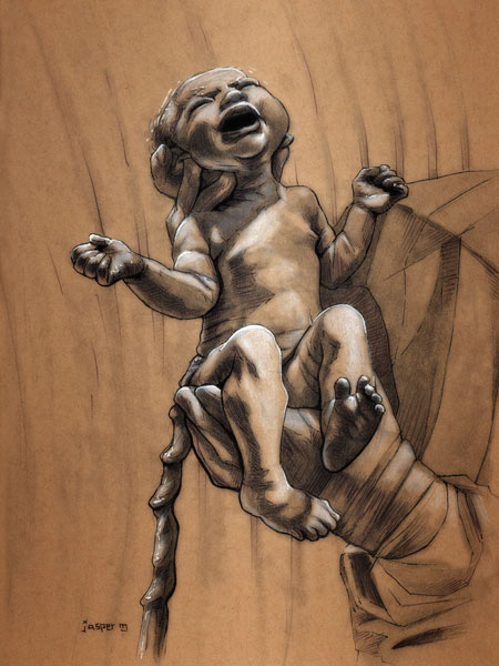 Baby born // 20 x 30 cm // graphite and ink on toned paper // 2024 // 1054 views