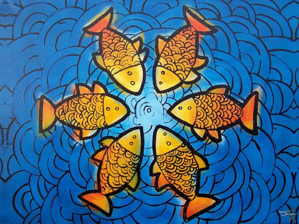 Centre of the ocean #1 // 90 x 70 cm // graffiti, mask paint, varnish on canvas // 2007 // 13754 views