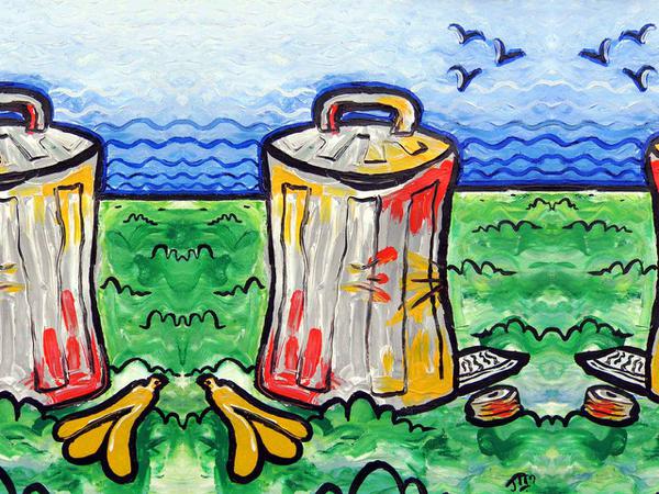 A garbage can never to be encountered in daily life // 30 x 40 cm // acryllic paint on paper // 2003 // 11811 views