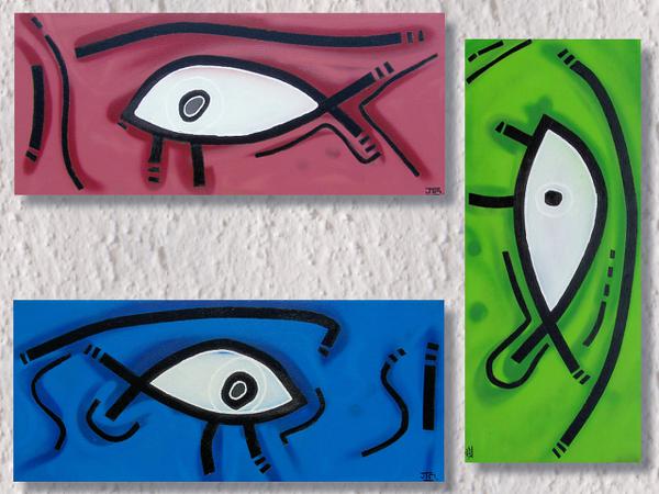 Egyptian gaze // 70 x 30 cm x 3 // graffiti and acryllic paint on canvas // 2006 // 13084 views