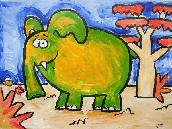 Just a content elephant // 40 x 30 cm // acryllic paint on paper // 2003 // 12786 views
