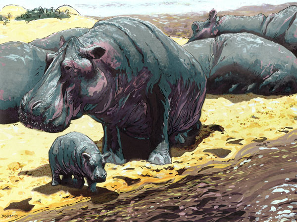 Hippo hippo hippo // 27 x 19 cm // gouache on paper // 2021 // 6129 views