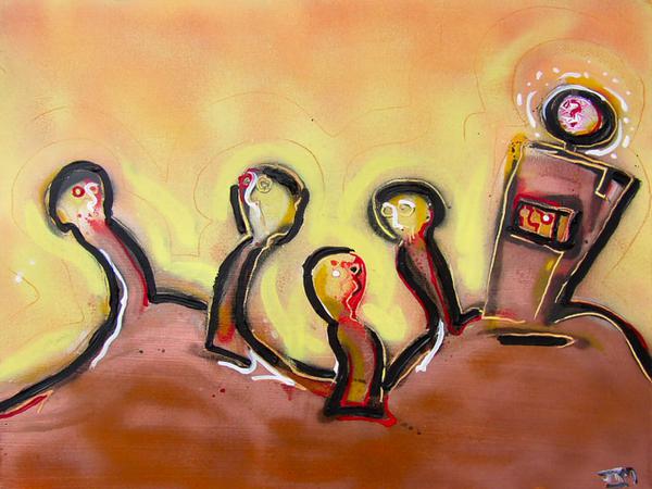 Waiting in line // 60 x 50 cm // graffiti and acryllic paint on canvas // 2005 // 11576 views