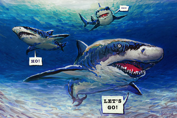 Lemon sharks a cappella // 3:2 // gouache on paper // 2022 // 12819 views