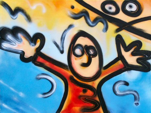 With arms stretched // 80 x 60 cm // graffiti and acryllic paint on canvas // 2006 // 13863 views