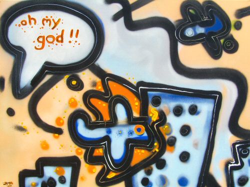 Oh my god // 80x60 cm // graffity and acryllic paint on canvas // 2006 // 13444 views