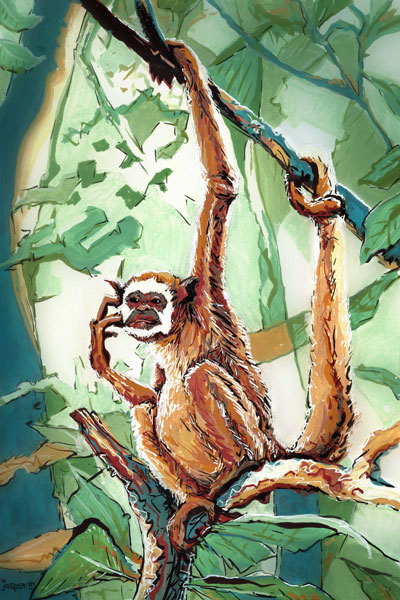 Pondering spider monkey // 20 x 30 cm // watercolor and pen plus digital trickery // 2022 // 3763 views