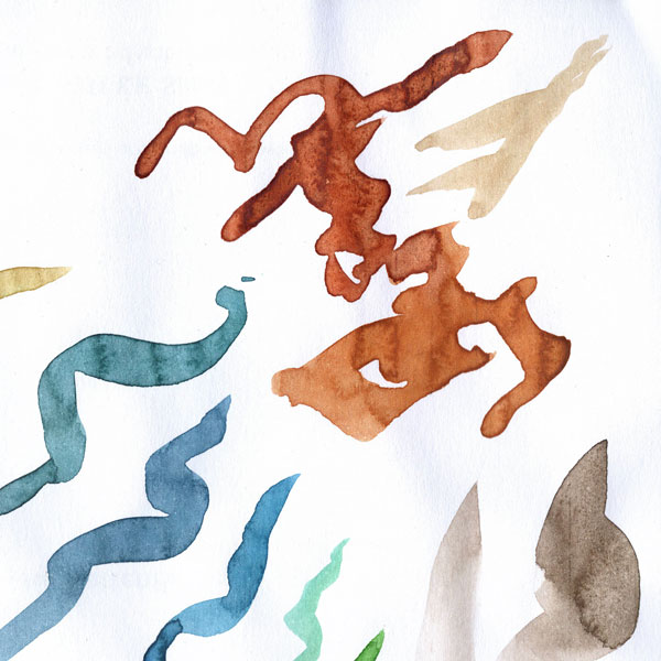 Scribbles // 5 x 5 cm // watercolor on envelope // 2021 // 7481 views