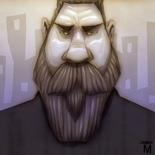 Gloomy man with lush beard // 1:1 // sketch // 2019 // 6619 views