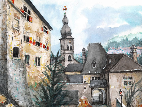 Stolberg castle in winter // A4 // waterolor on paper // 2023 // 2360 views