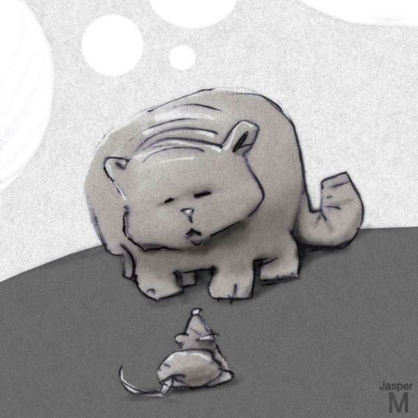 Sumo cat is hangry today // 10 x 10 cm // marker and pen on paper // 2024 // 1221 views