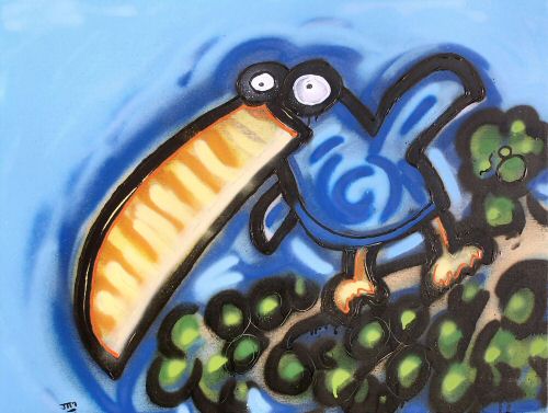Toucan // 100 x 60 cm // graffiti and acryllic paint on canvas // 2005 // 13385 views