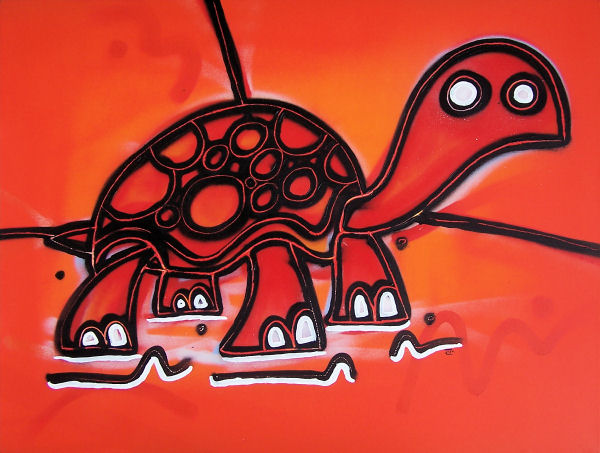 Turtle in red // 90 x 60 x 3 cm // graffiti and acryllic paint on canvas // 2007 // 13146 views