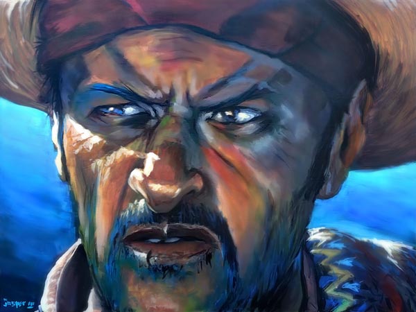 Ugly cowboy wishes he were a pretty blondy // 80 x 60 cm // acrylic paint on canvas panel // 2024 // 2679 views