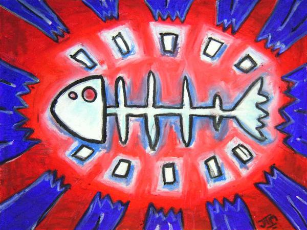 Fish bone // 30 x 25 cm // oil pastel on ingres paper // 2003 // 12910 views