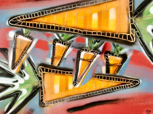Carrots in series // 2 x 30 x 70 cm // graffiti on two canvasses // 2005 // 12970 views
