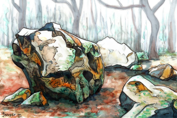 Sandstones on a soggy morning // 30 x 20 cm // watercolor // 2021 // 9806 views